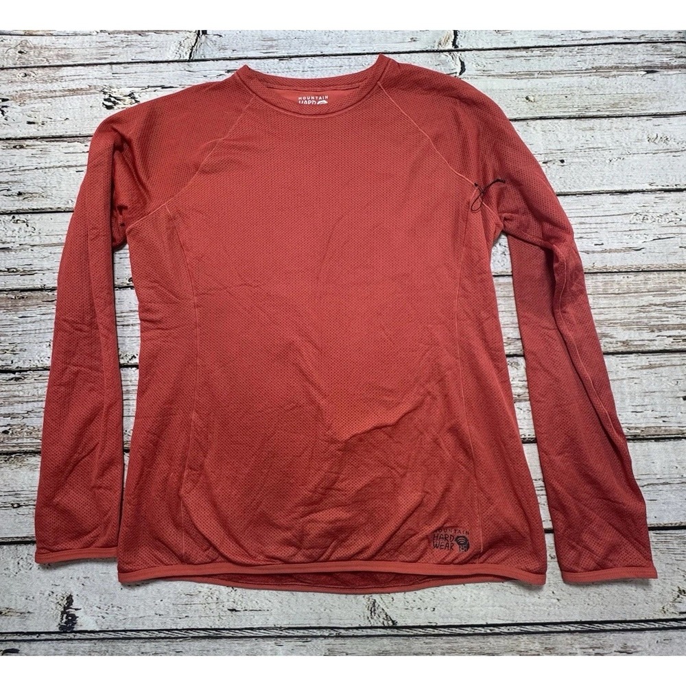 Mountain Hardwear AirMesh Long Sleeve Crew Top Women's Large Orange Red NEW